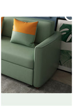 Convertible Sofa Bed with Green Dark Blue Light Gray Techno Fabric and White Wooden Frame fxgz-273