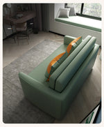 Convertible Sofa Bed with Green Dark Blue Light Gray Techno Fabric and White Wooden Frame fxgz-273