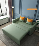 Convertible Sofa Bed with Green Dark Blue Light Gray Techno Fabric and White Wooden Frame fxgz-273