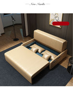 Stylish Multi-Function Sofa Bed - Yellow, Black, Gray, Brown Wood - Comfortable PU Leather fxgz-275