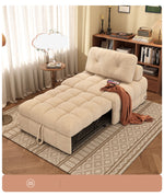 Modern Convertible Sofa Bed in Off-White with Wooden Frame and Cotton-Ramie Upholstery - Available in Black, Gray, and Yellow fxgz-276