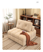 Modern Convertible Sofa Bed in Off-White with Wooden Frame and Cotton-Ramie Upholstery - Available in Black, Gray, and Yellow fxgz-276