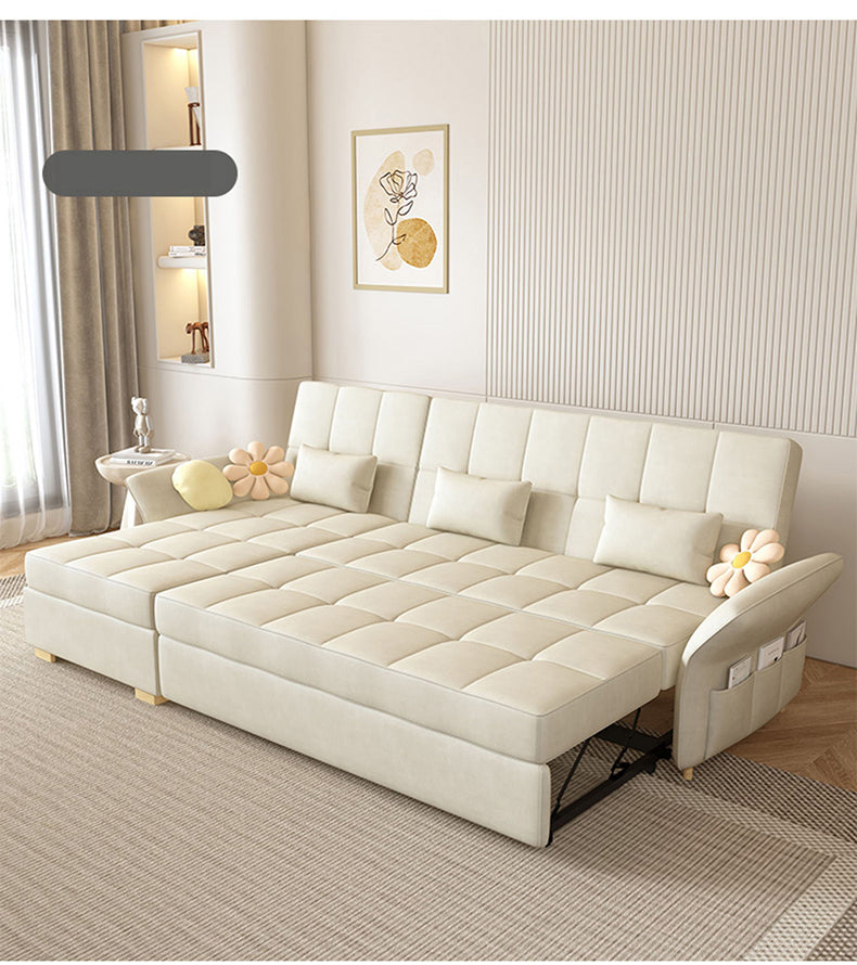 Luxurious Multi-Color Techno Fabric Sofa Bed - Off White, Gray, Brown, Green, Blue & Brick Red Options fxgz-279