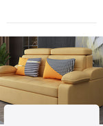 Stylish Multi-Color Sofa Bed: Yellow, Orange, Dark Gray & Off White with Brown Wood Techno Fabric fxgz-292