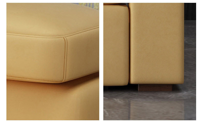 Stylish Multi-Color Sofa Bed: Yellow, Orange, Dark Gray & Off White with Brown Wood Techno Fabric fxgz-292