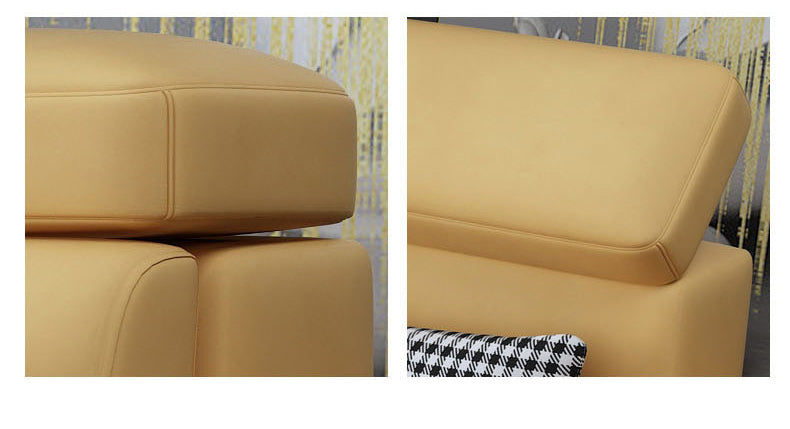 Stylish Multi-Color Sofa Bed: Yellow, Orange, Dark Gray & Off White with Brown Wood Techno Fabric fxgz-292