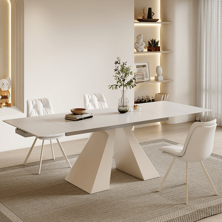 Stylish White Matte Table with Elegant Grey Glossy Marble Top – Perfect for Modern Homes fxj-680