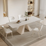 Stylish White Matte Table with Elegant Grey Glossy Marble Top – Perfect for Modern Homes fxj-680