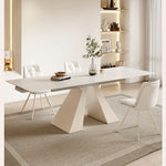 Stylish White Matte Table with Elegant Grey Glossy Marble Top – Perfect for Modern Homes fxj-680