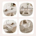 Stylish White Matte Table with Elegant Grey Glossy Marble Top – Perfect for Modern Homes fxj-680