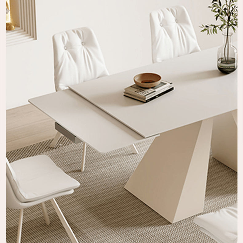 Stylish White Matte Table with Elegant Grey Glossy Marble Top – Perfect for Modern Homes fxj-680