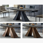 Stylish Grey Matte Finish Table with Elegant Black & White Marble Top fxj-681