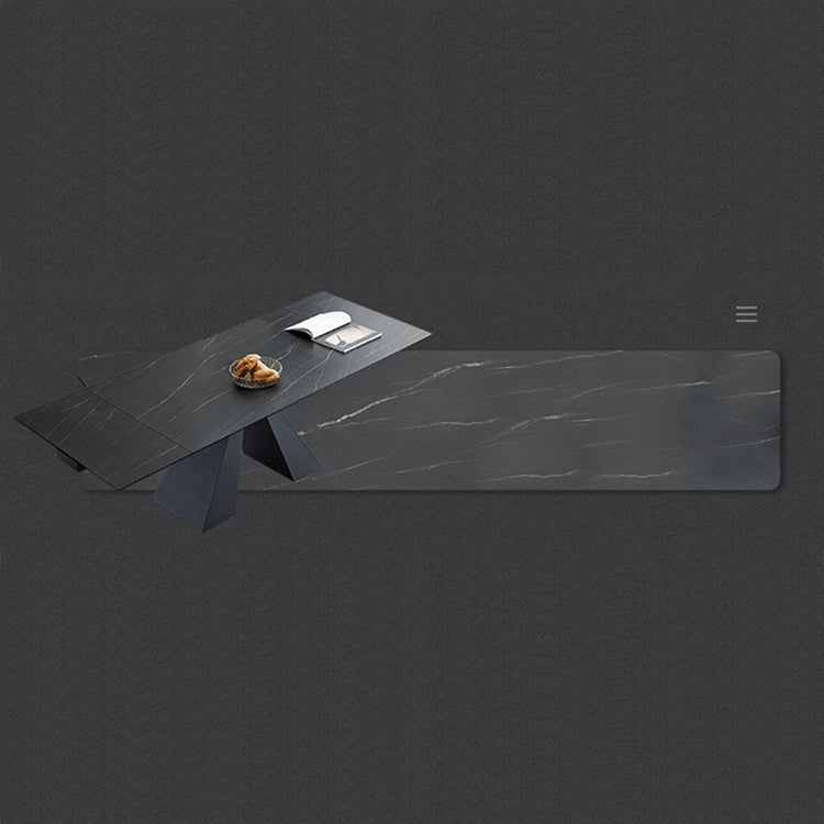 Stylish Grey Matte Finish Table with Elegant Black & White Marble Top fxj-681