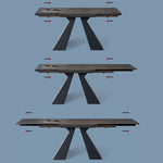 Stylish Grey Matte Finish Table with Elegant Black & White Marble Top fxj-681