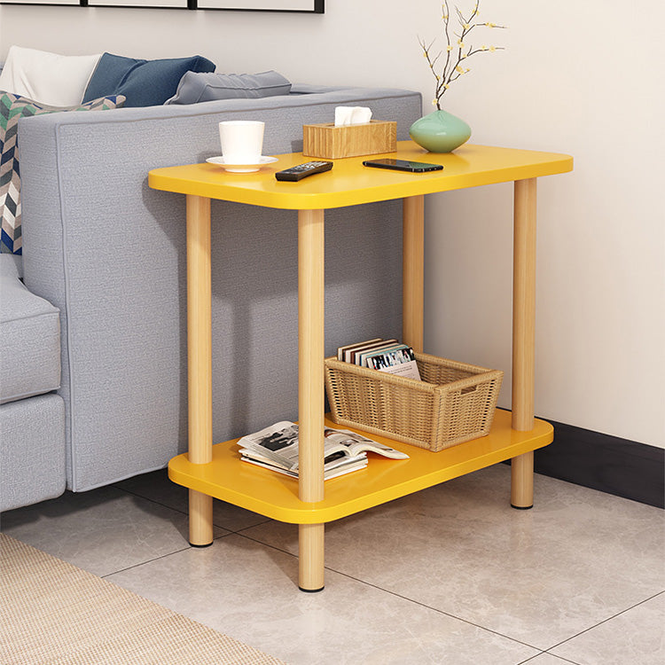 Sleek White Natural Wood Tea Table with Multi-Layer Board Design fxjc-510