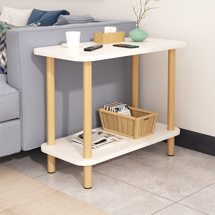 Sleek White Natural Wood Tea Table with Multi-Layer Board Design fxjc-510