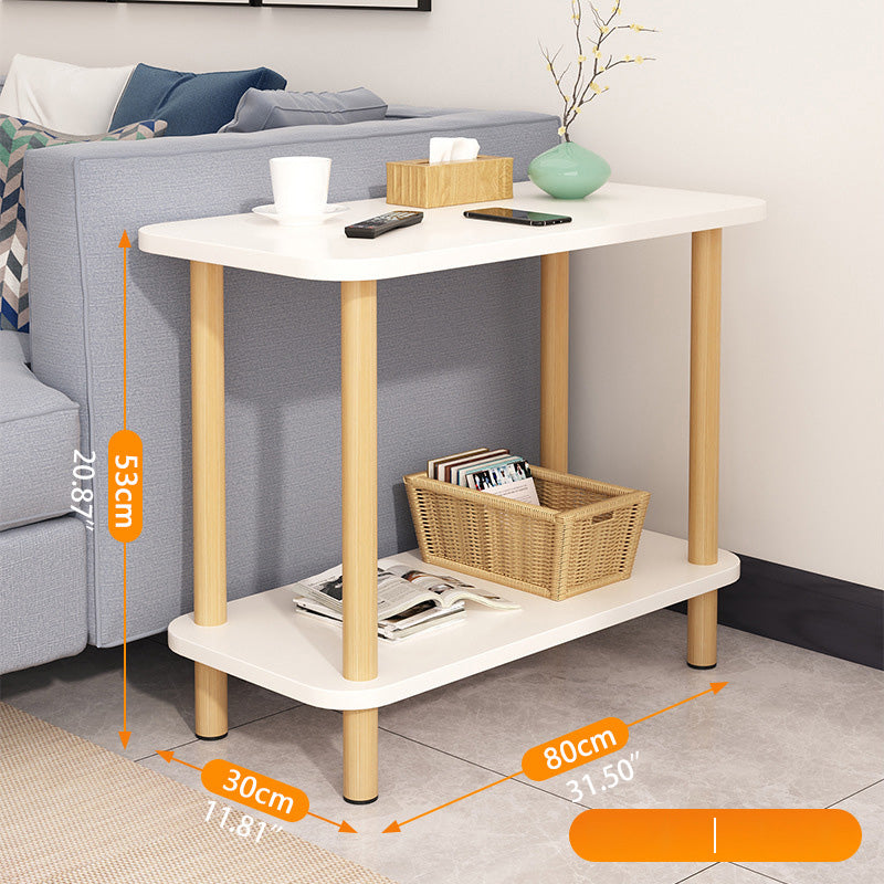 Sleek White Natural Wood Tea Table with Multi-Layer Board Design fxjc-510