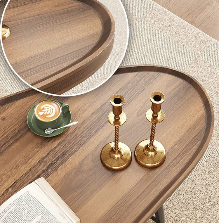 Modern Elegant Tea Table in Brown, Black, White, and Natural Finishes - Perfect for Any Decor! fxjc-912