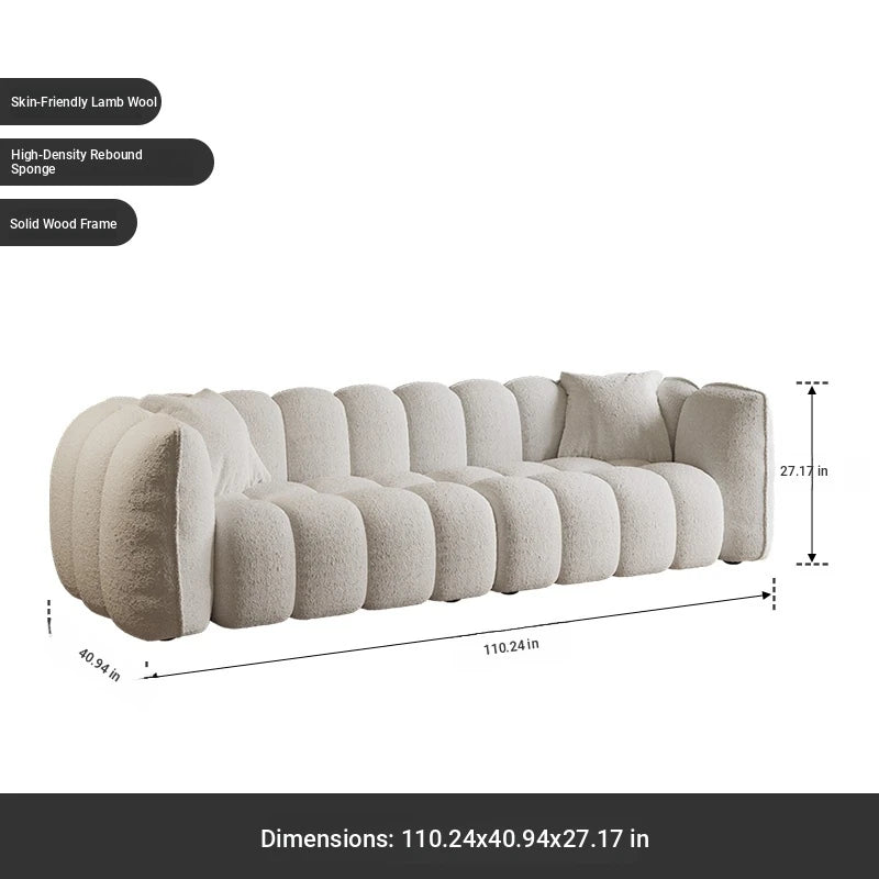 Chic Pine Faux Lambswool Sofa with Luxurious Comfort - Modern Curved Design for Stylish Living Rooms fxmj-3040