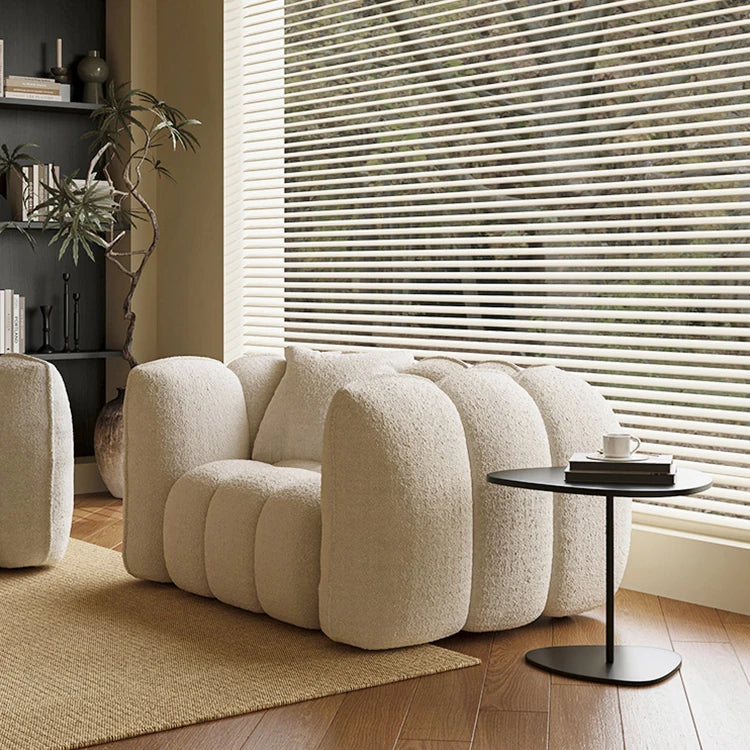 Chic Pine Faux Lambswool Sofa with Luxurious Comfort - Modern Curved Design for Stylish Living Rooms fxmj-3040