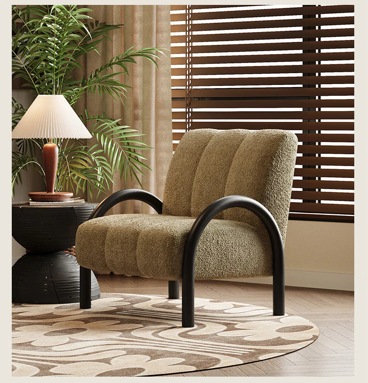 Trendy Solid Wood Chenille Accent Chair – Stylish Comfort for Your Living Space fxmj-3043
