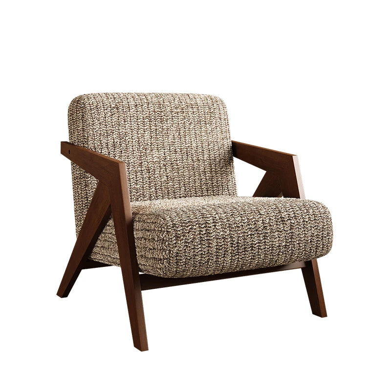 Stylish Ash Wood Accent Chair with Cotton-Ramie Upholstery - Modern Comfort for Your Living Space fxmj-3044