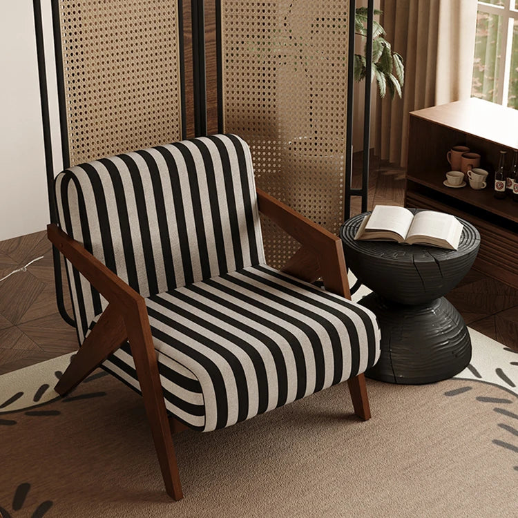 Stylish Ash Wood Accent Chair with Cotton-Ramie Upholstery - Modern Comfort for Your Living Space fxmj-3044