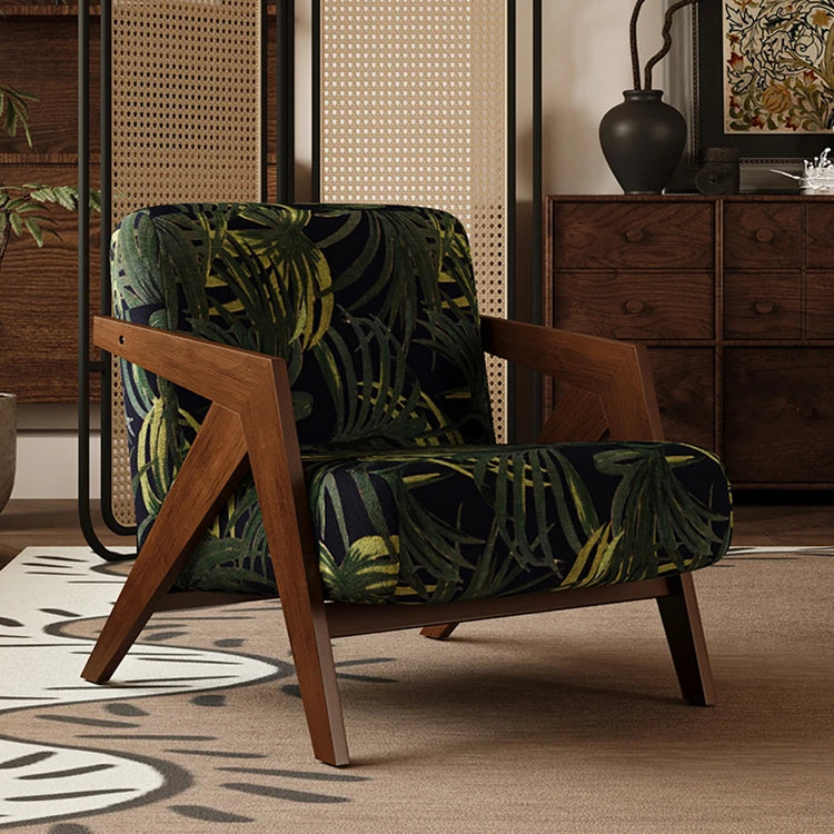 Stylish Ash Wood Accent Chair with Cotton-Ramie Upholstery - Modern Comfort for Your Living Space fxmj-3044
