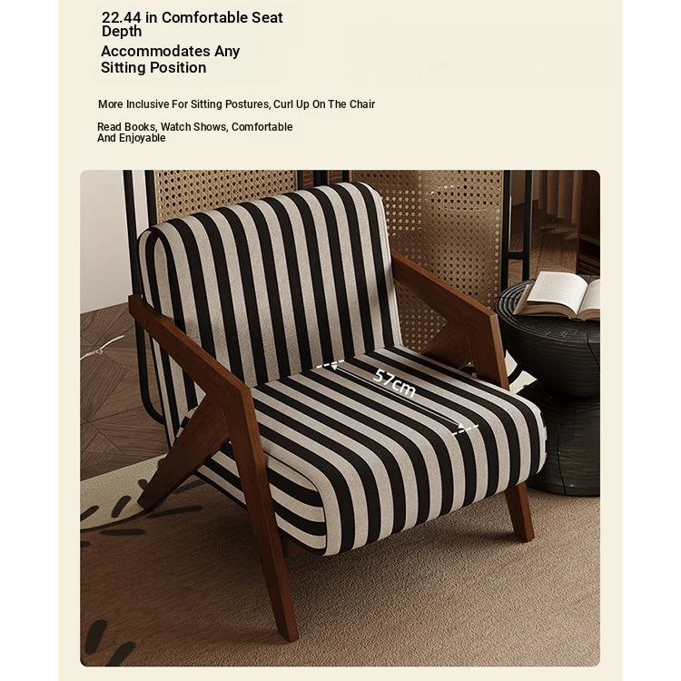Stylish Ash Wood Accent Chair with Cotton-Ramie Upholstery - Modern Comfort for Your Living Space fxmj-3044