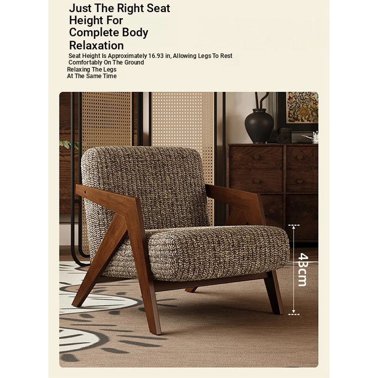 Stylish Ash Wood Accent Chair with Cotton-Ramie Upholstery - Modern Comfort for Your Living Space fxmj-3044