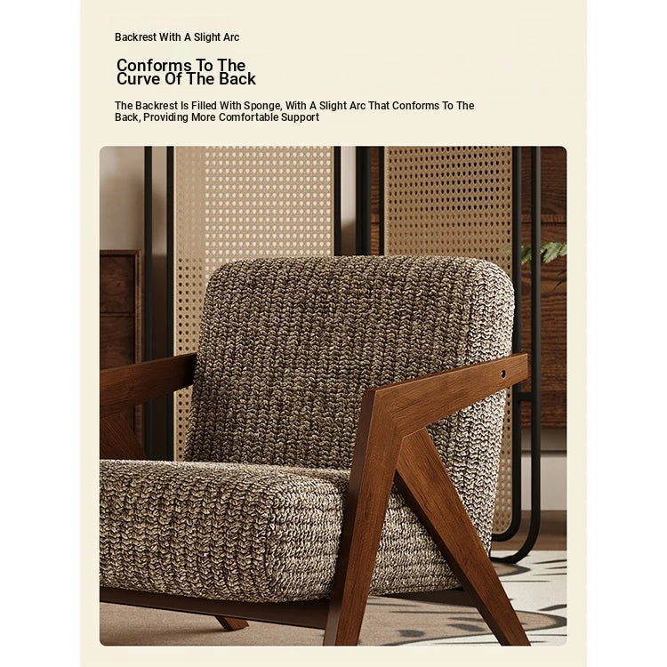 Stylish Ash Wood Accent Chair with Cotton-Ramie Upholstery - Modern Comfort for Your Living Space fxmj-3044