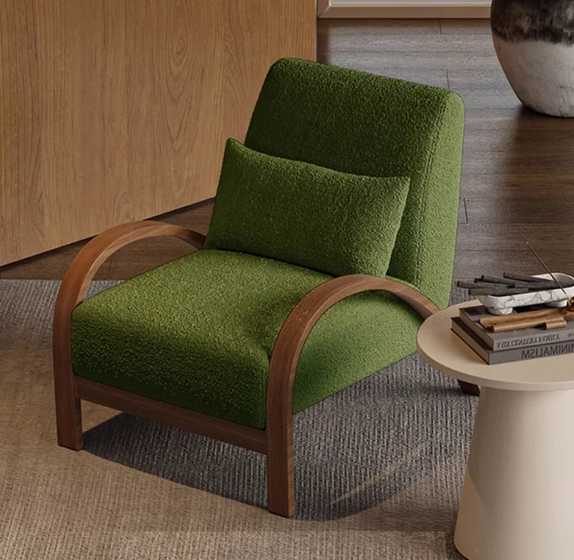 Cozy Faux Lambswool Sofa Chair with Stylish Wooden Frame - Perfect for Modern Living Rooms fxmj-3045
