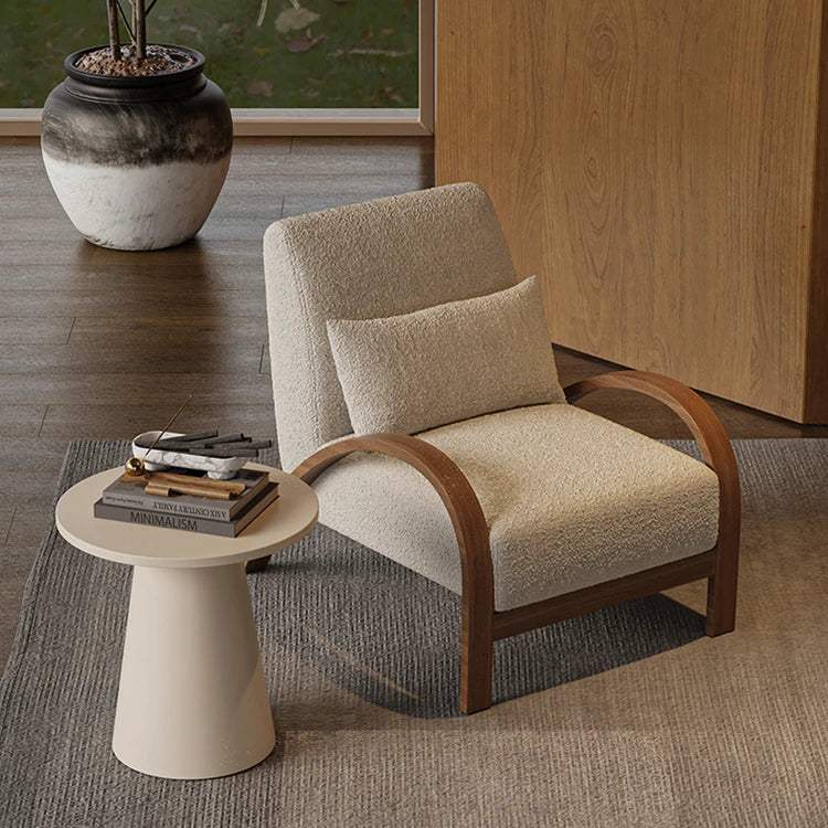 Cozy Faux Lambswool Sofa Chair with Stylish Wooden Frame - Perfect for Modern Living Rooms fxmj-3045