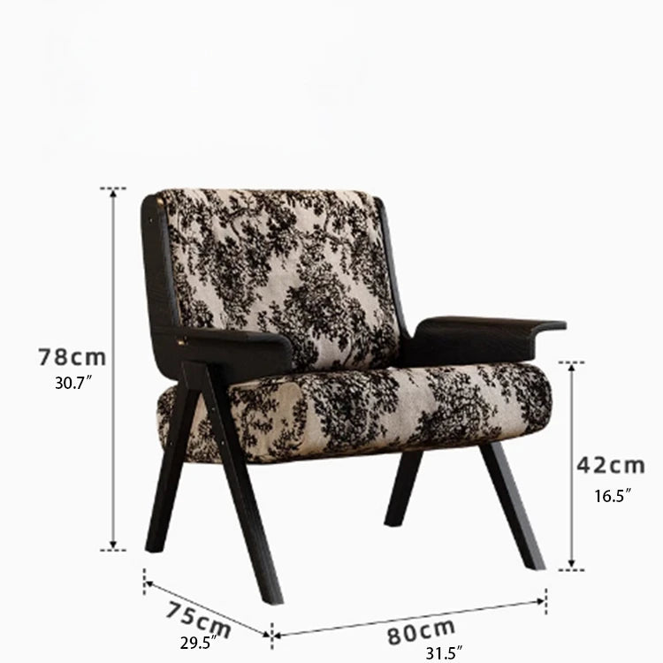 Stylish Black and White Striped Accent Chair with Ash Wood Frame – Perfect for Modern Living Spaces fxmj-3046