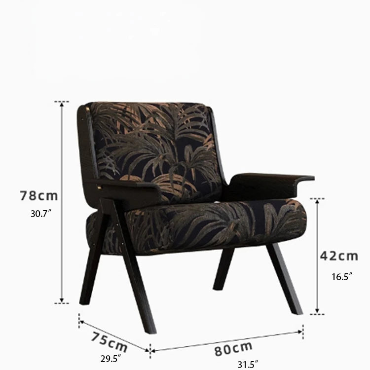 Stylish Black and White Striped Accent Chair with Ash Wood Frame – Perfect for Modern Living Spaces fxmj-3046