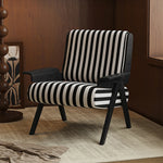 Stylish Black and White Striped Accent Chair with Ash Wood Frame – Perfect for Modern Living Spaces fxmj-3046