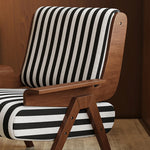 Stylish Black and White Striped Accent Chair with Ash Wood Frame – Perfect for Modern Living Spaces fxmj-3046