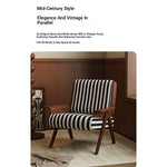 Stylish Black and White Striped Accent Chair with Ash Wood Frame – Perfect for Modern Living Spaces fxmj-3046