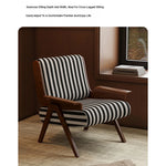 Stylish Black and White Striped Accent Chair with Ash Wood Frame – Perfect for Modern Living Spaces fxmj-3046