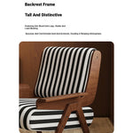 Stylish Black and White Striped Accent Chair with Ash Wood Frame – Perfect for Modern Living Spaces fxmj-3046