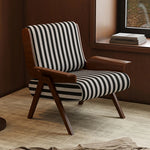 Stylish Black and White Striped Accent Chair with Ash Wood Frame – Perfect for Modern Living Spaces fxmj-3046