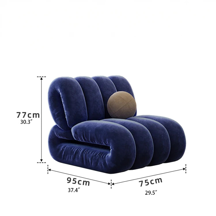 Stylish Blue Velvet Sofa Chair with Pine Frame - Modern Oversized Comfort for Living Room fxmj-3050