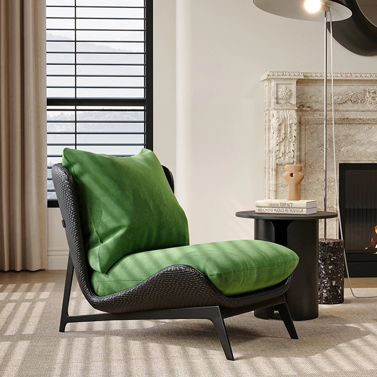 Stylish Synthetic Leather Accent Chair with Plush Cotton Cushion – Perfect for Modern Living Spaces fxmj-3051