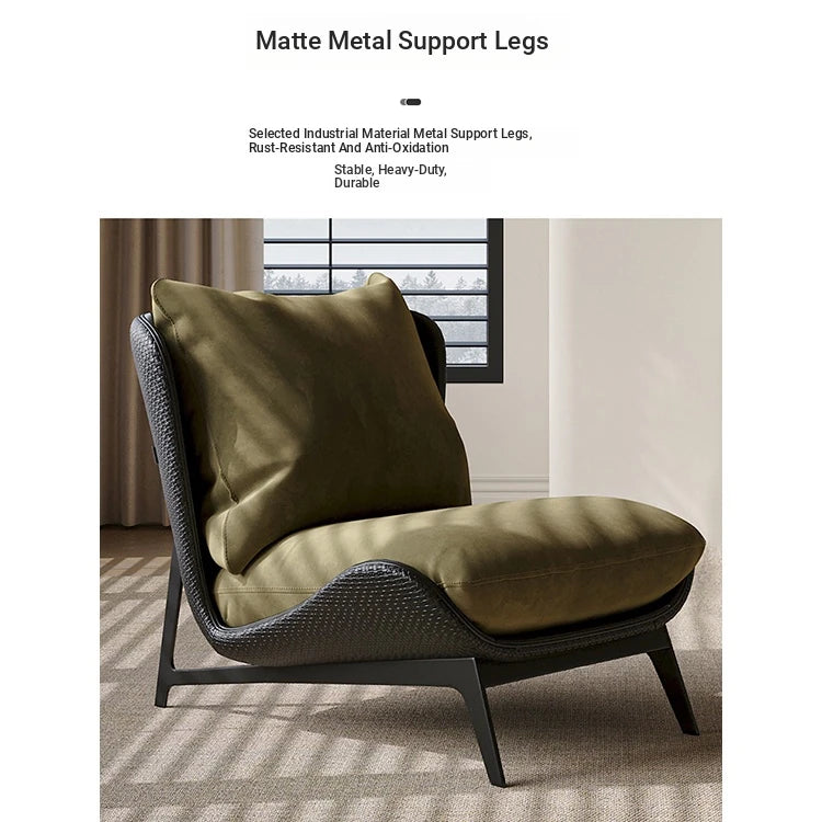 Stylish Synthetic Leather Accent Chair with Plush Cotton Cushion – Perfect for Modern Living Spaces fxmj-3051
