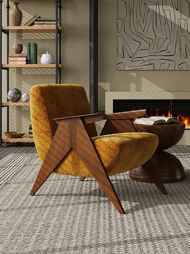 Stylish Ash Wood Chenille Sofa Chair for Modern Living Spaces – Comfortable & Chic Accent Furniture fxmj-3052