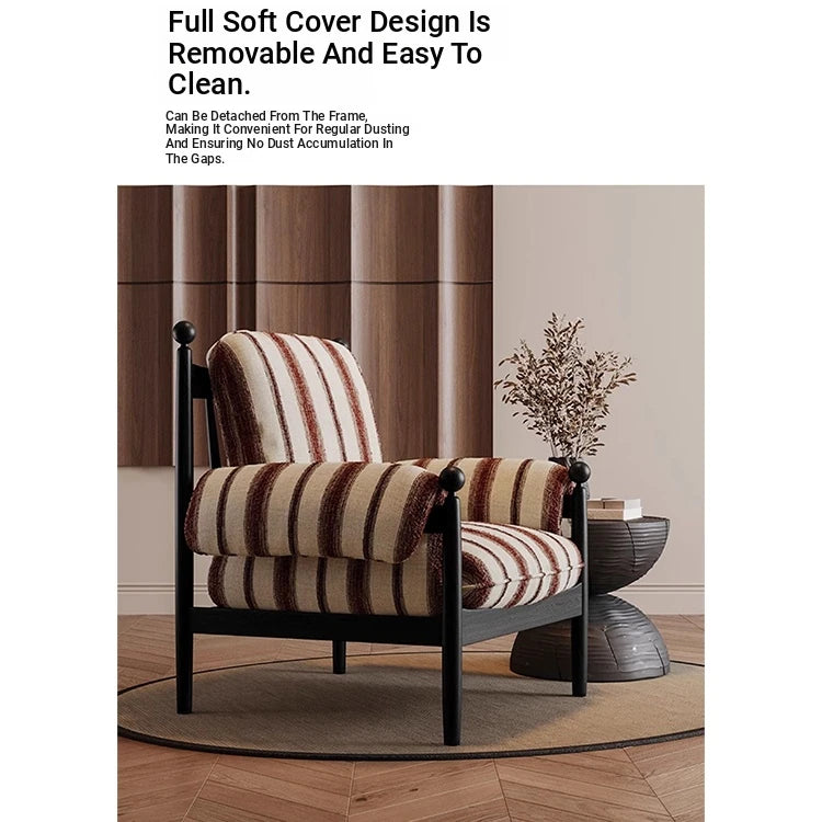 Stylish Accent Chair with Ash Wood Frame and Soft Chenille Upholstery - Ideal for Cozy Living Spaces fxmj-3053
