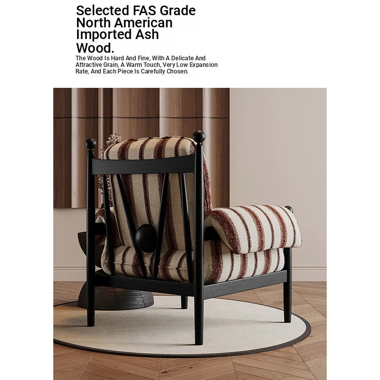 Stylish Accent Chair with Ash Wood Frame and Soft Chenille Upholstery - Ideal for Cozy Living Spaces fxmj-3053