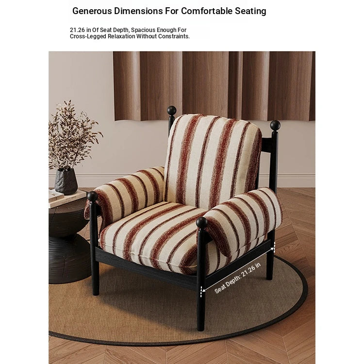 Stylish Accent Chair with Ash Wood Frame and Soft Chenille Upholstery - Ideal for Cozy Living Spaces fxmj-3053