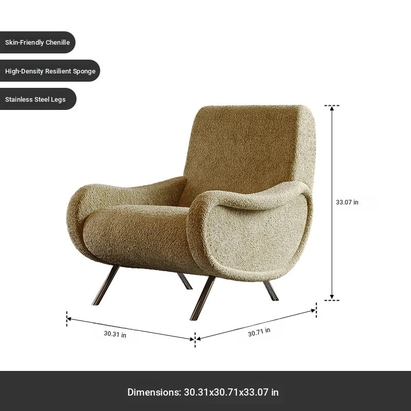 Stylish Chenille Sofa Chair with Stainless Steel Legs - Comfortable Lounge Furniture for Modern Living Rooms fxmj-3054