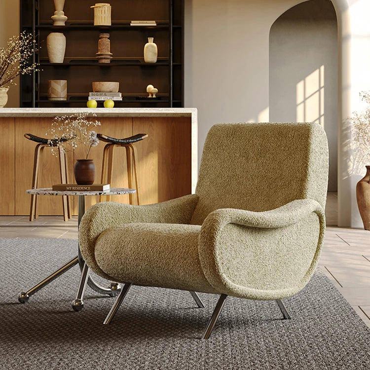 Stylish Chenille Sofa Chair with Stainless Steel Legs - Comfortable Lounge Furniture for Modern Living Rooms fxmj-3054